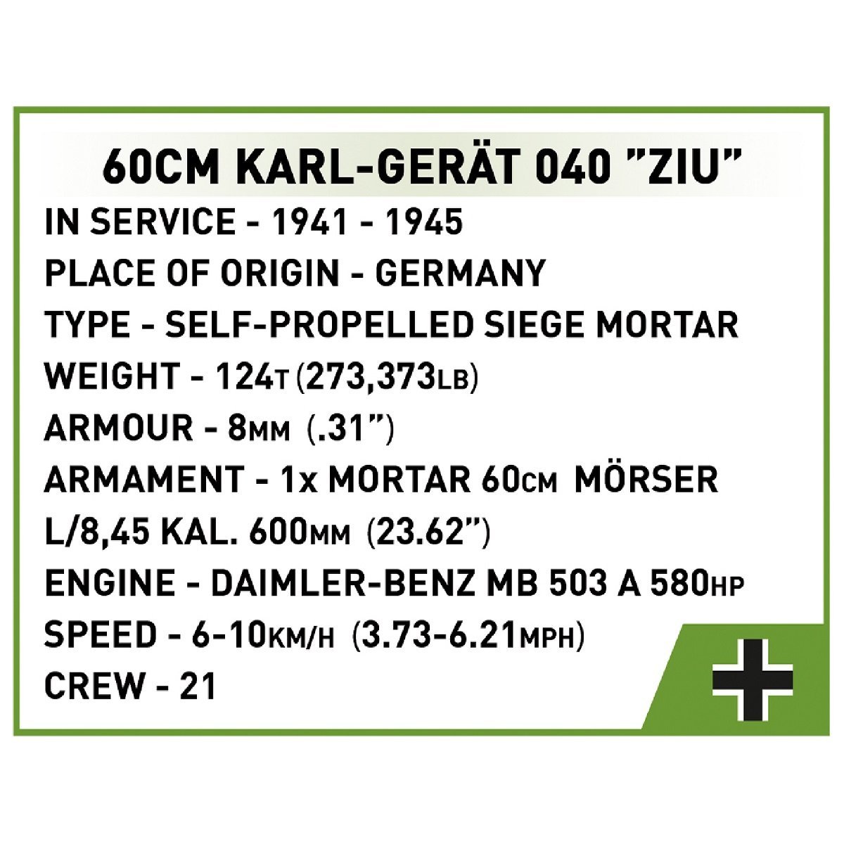 Konstruktor Moździerz samobieżny Karl 1:28 1574 części Cobi 2560 - obrazek 4
