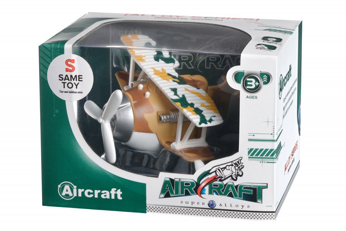 Metalowy samolot bezwładnościowy Same Toy Aircraft brązowy z oświetleniem i muzyką SY8015Ut-3 - obrazek 5