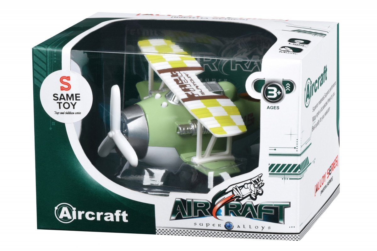 Metalowy samolot bezwładnościowy Same Toy Aircraft zielony ze światłem i muzyką SY8015Ut-2 - obrazek 5
