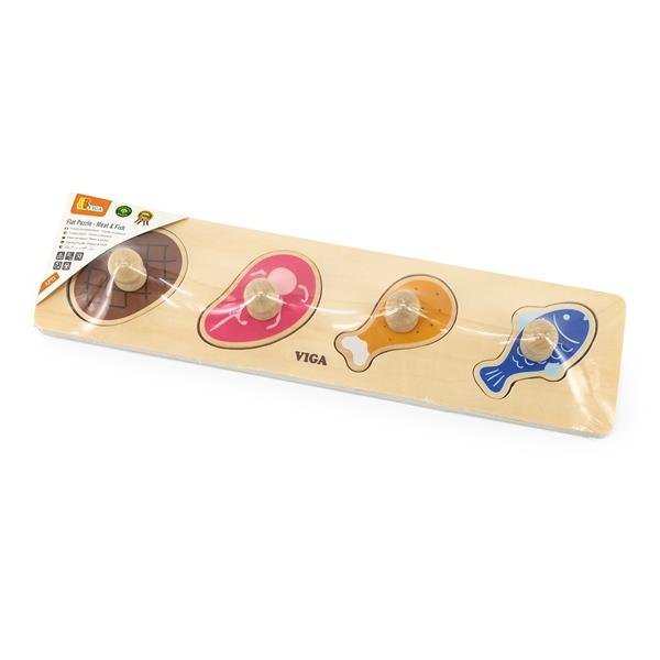 Drewniana rama z wkładem Viga Toys Mięso i ryby 44533 - obrazek 2
