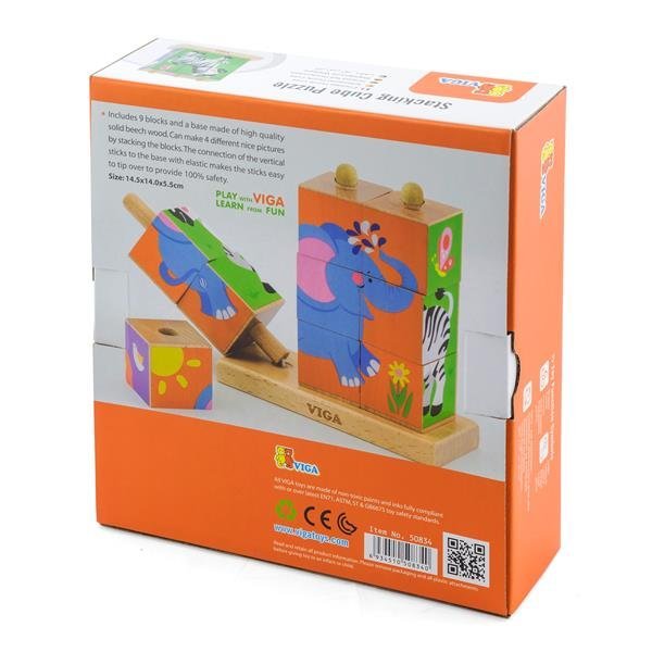 Drewniane kostki piramidy Viga Toys Animals 50834 - obrazek 4