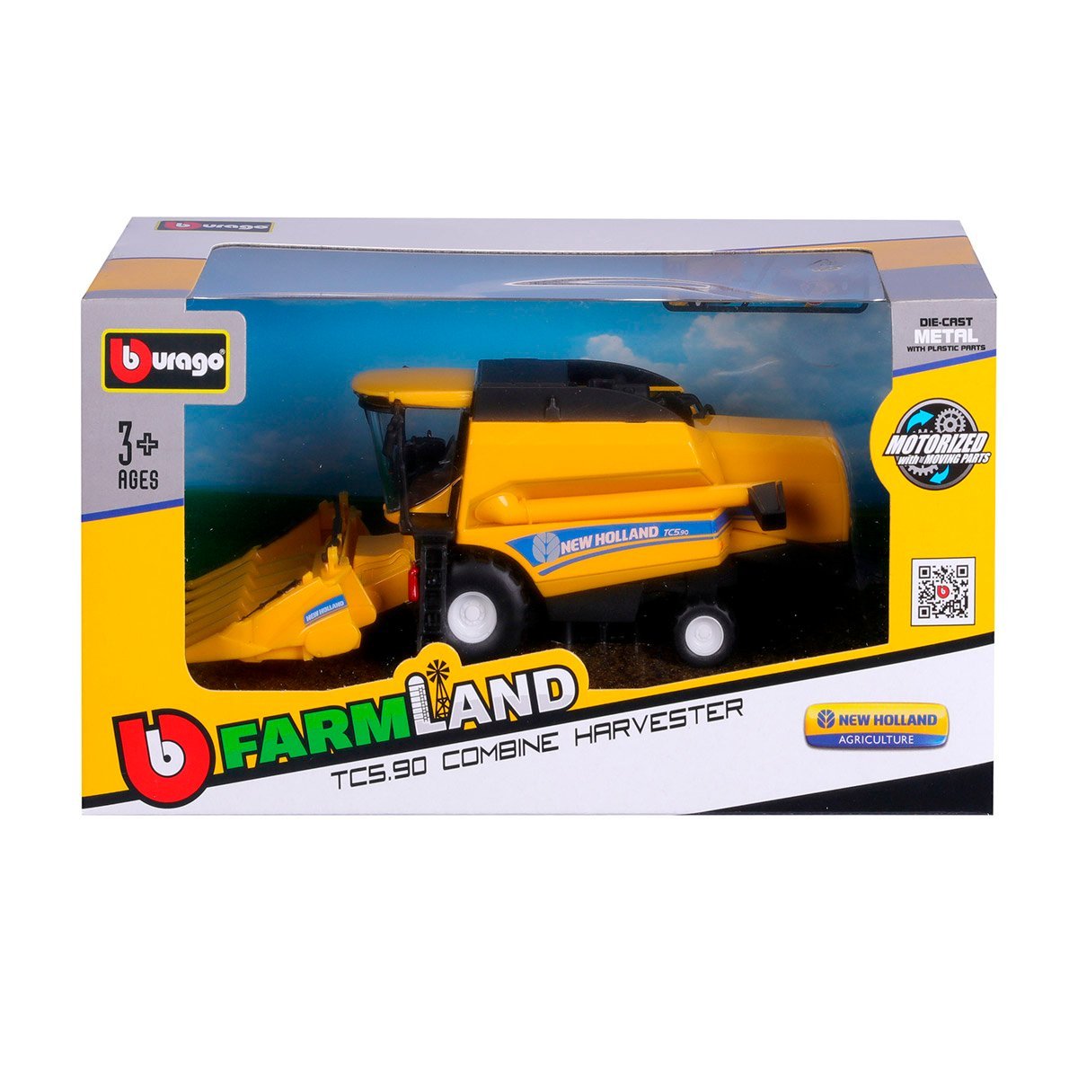 Model samochodu Kombajn zbożowy z hederem do kukurydzy New Holland TC5.90 Bburago 18-31722 - obrazek 3