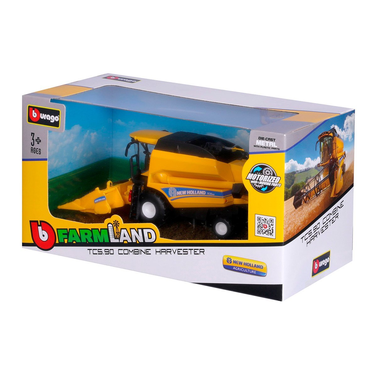 Model samochodu Kombajn zbożowy z hederem do kukurydzy New Holland TC5.90 Bburago 18-31722 - obrazek 4