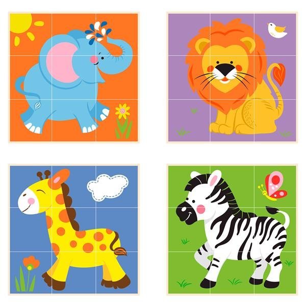 Drewniane kostki piramidy Viga Toys Animals 50834 - obrazek 2