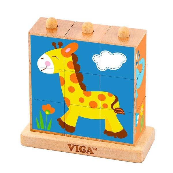 Drewniane kostki piramidy Viga Toys Animals 50834 - obrazek 5
