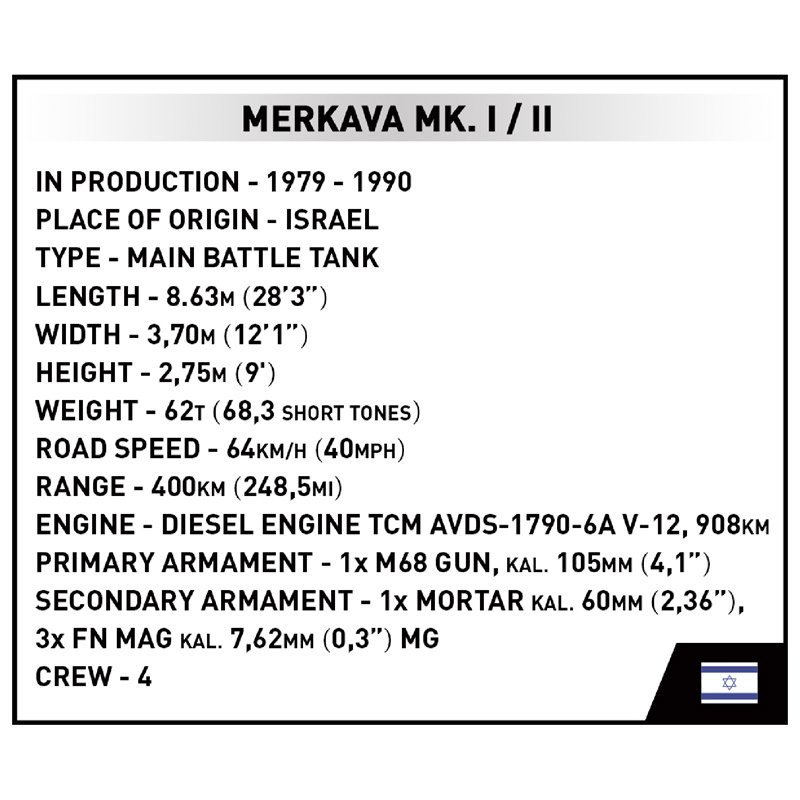 Projektant czołgu Merkava Mk 1 825 części Cobi COBI-2621 - obrazek 10